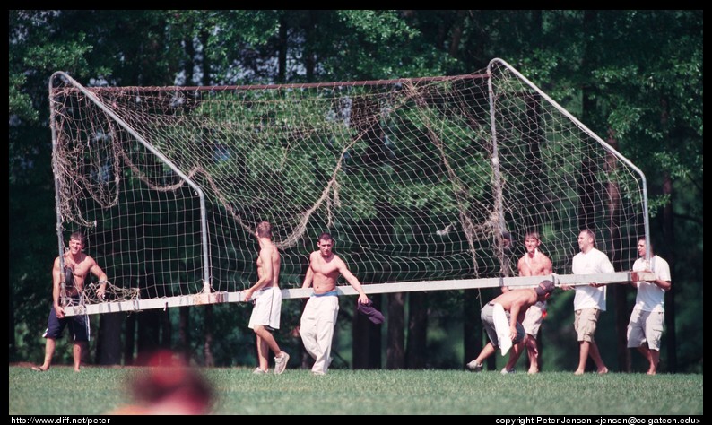 Clemson soccer dudes moving goals