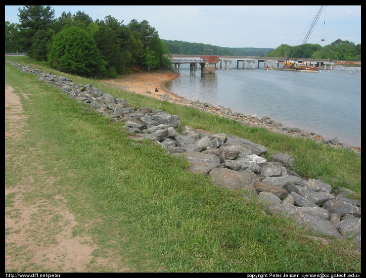 looking NW from the levee at the bridge