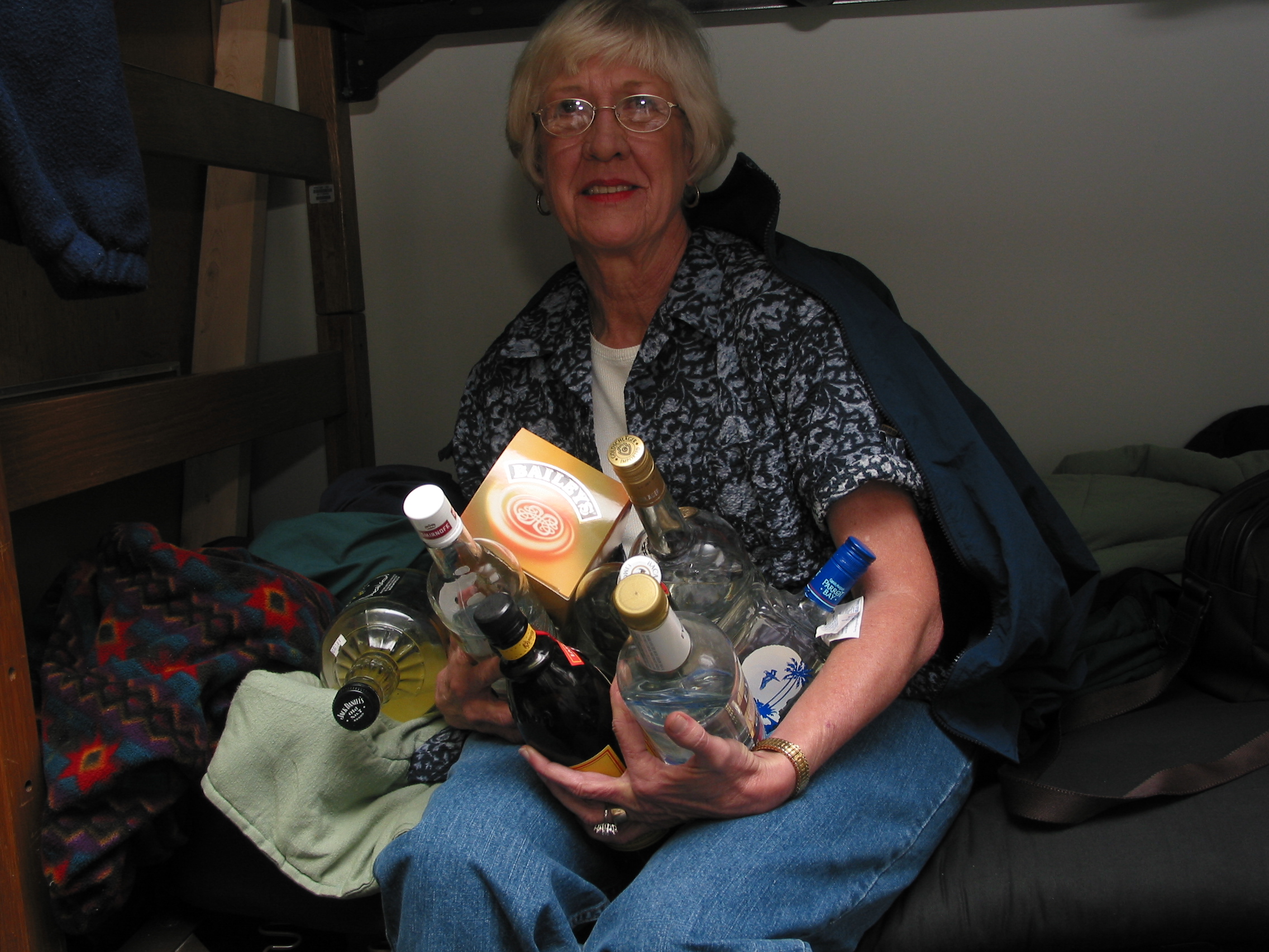 mom, with my liquor collection