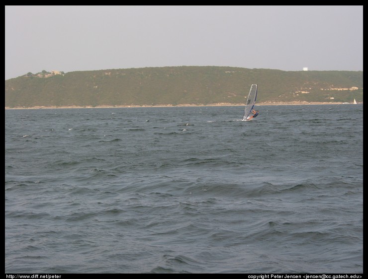 same windsurfer, after tacking back