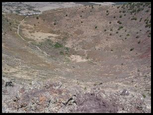 looking down into the vent of the volcano (my car is in the upper left)