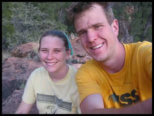 Ana and Peter after hiking past the end of Watchman's trail