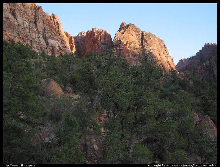 looking up from our perch across from the Watchman