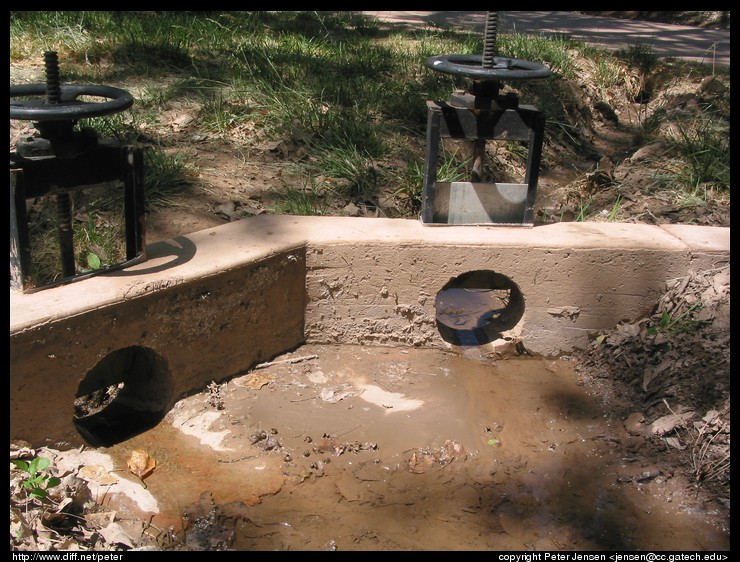 amusing sluice gate irrigation at Zion NP visitors center