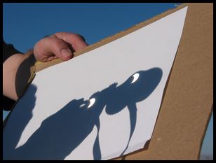 projecting the eclipse on to some paper with binoculars