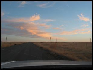 sunset while driving out to Los Banos