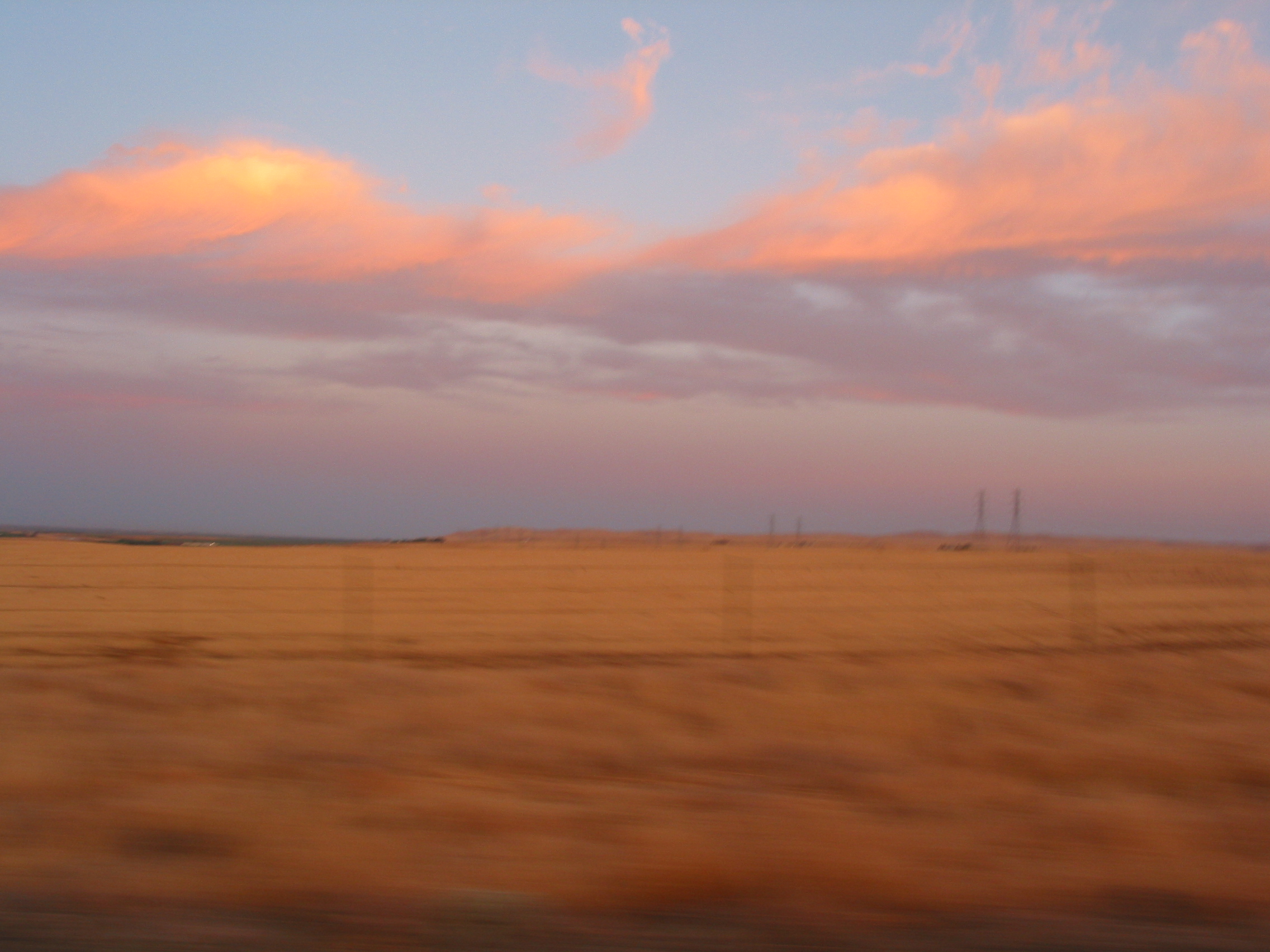 sunset while driving out to Los Banos