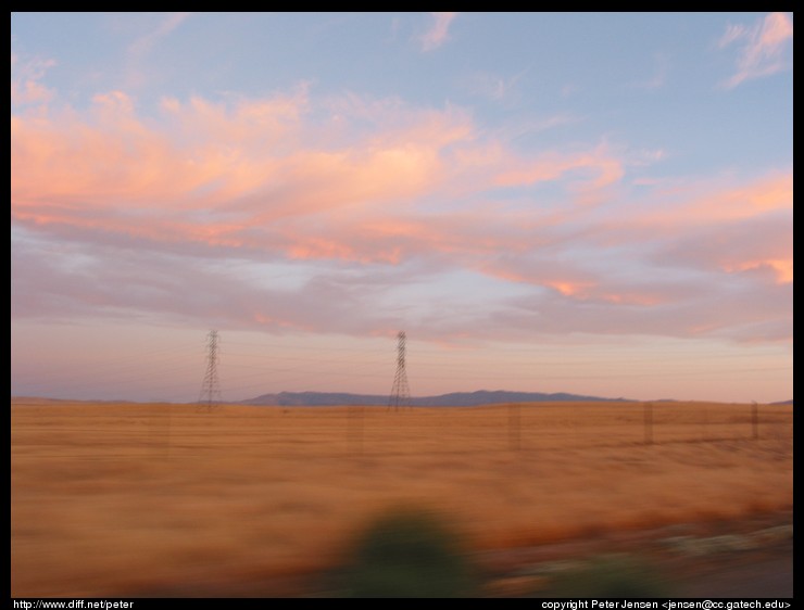 sunset while driving out to Los Banos