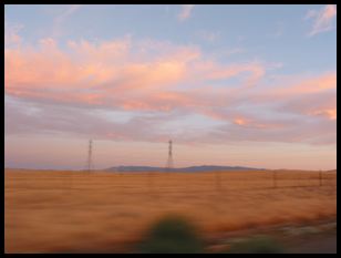 sunset while driving out to Los Banos