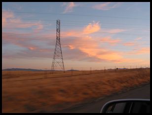 sunset while driving out to Los Banos