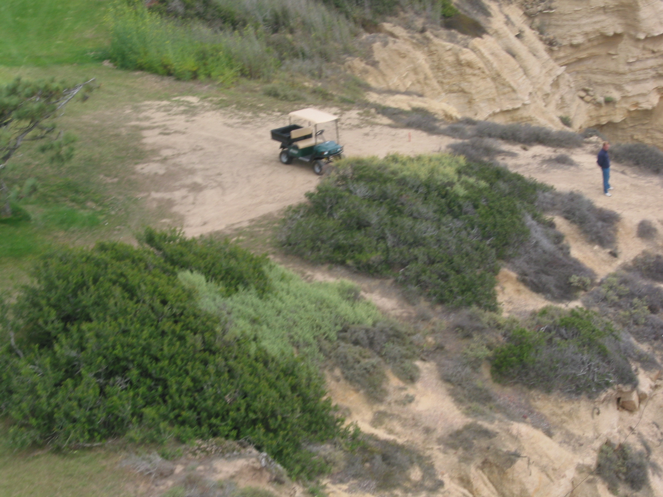 blurry shot of a golf course maintenance guy