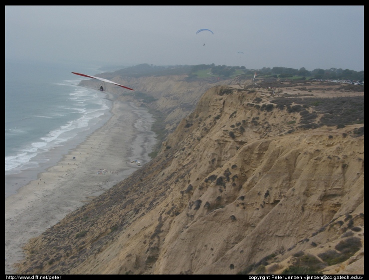 a hang glider coming toward us