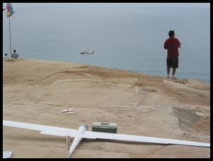 note the full-scale heli about 50' off the water