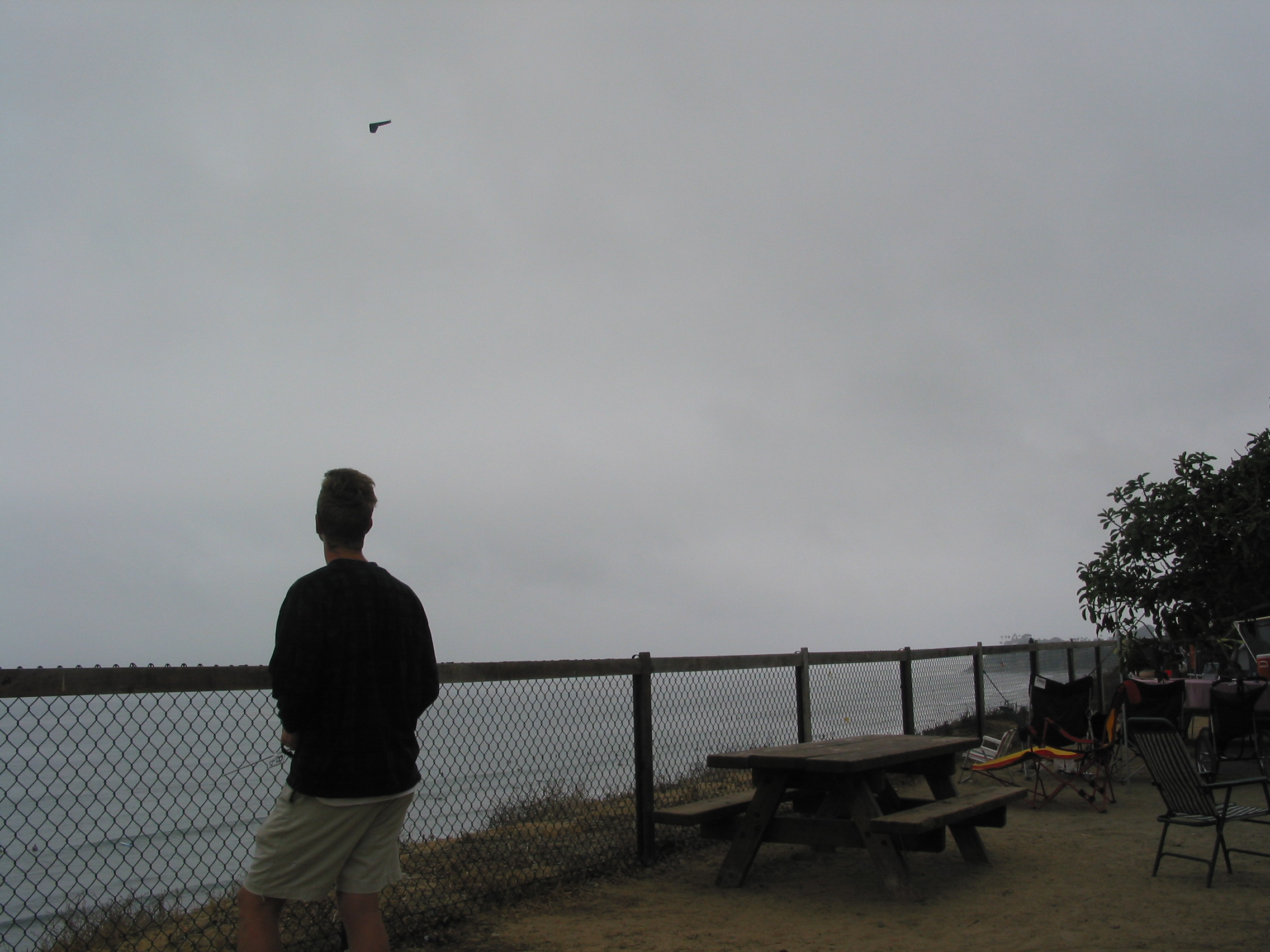 Peter flying from the campsite