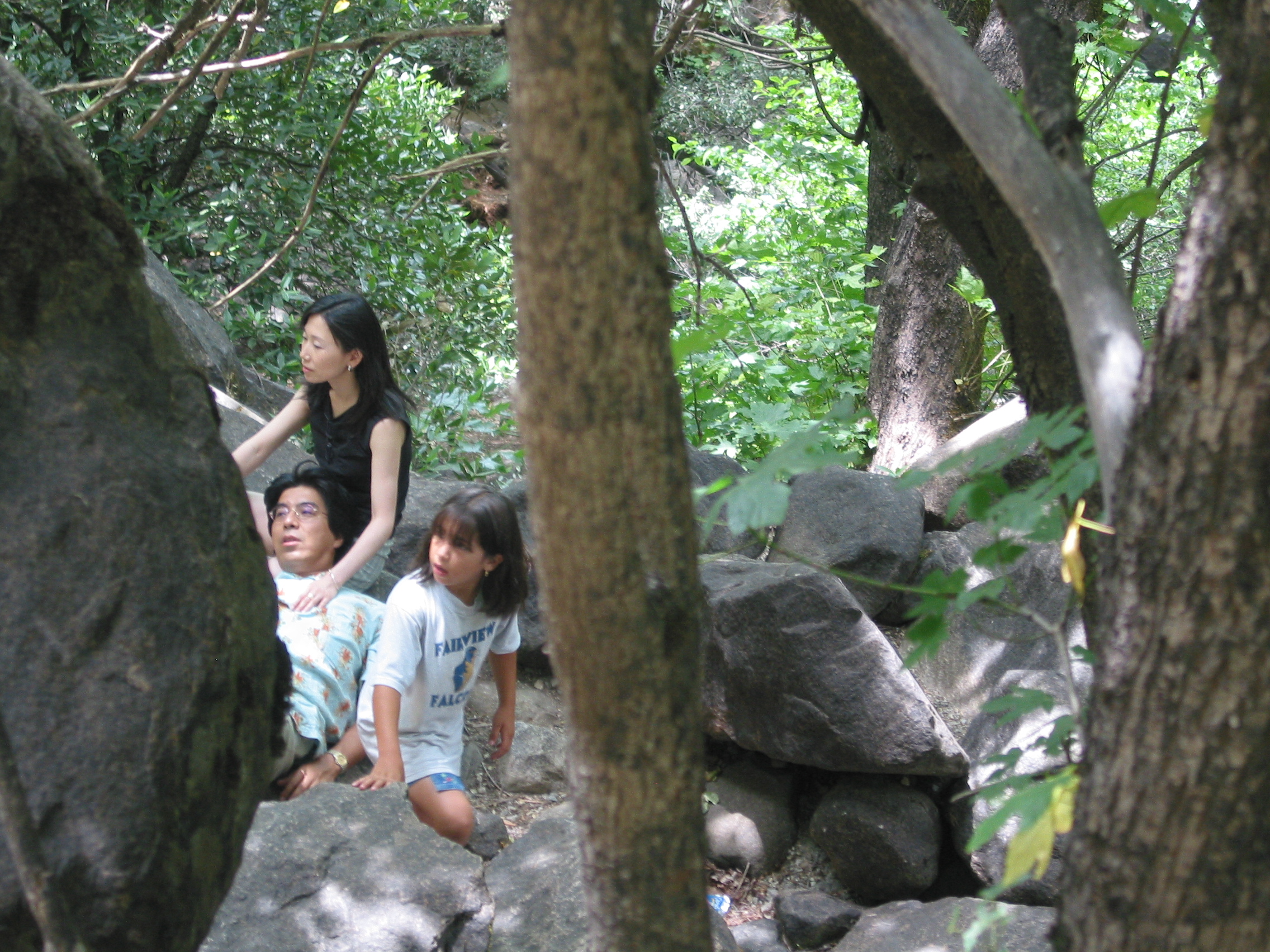 family enjoying the falls