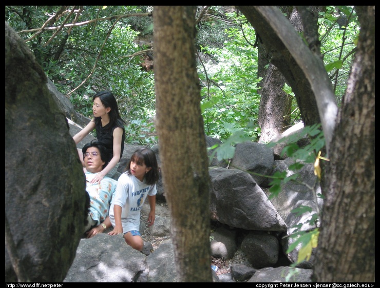 family enjoying the falls