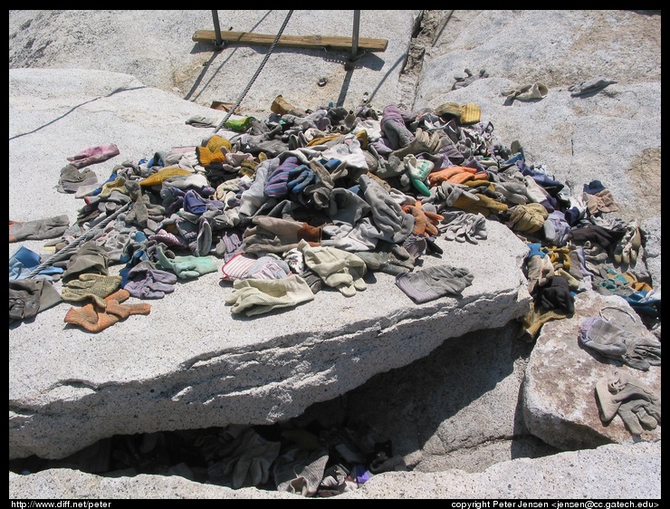 pile of gloves at the bottom (much recommended. don't use gloves with finger cut-offs)