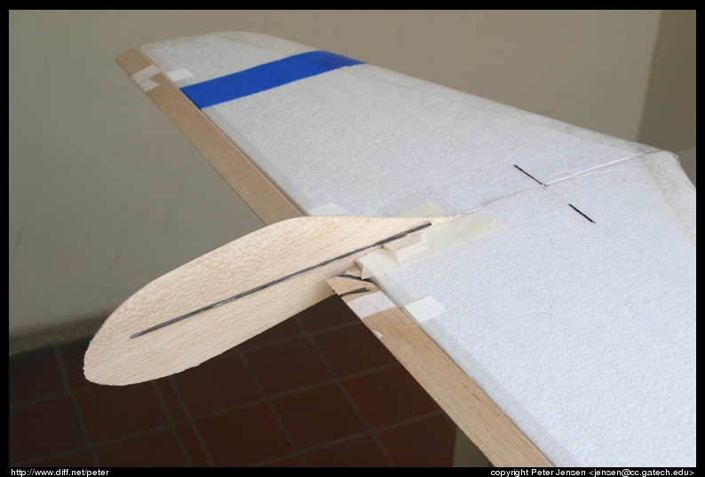 the carbon rod stiffening the sanded 1/8