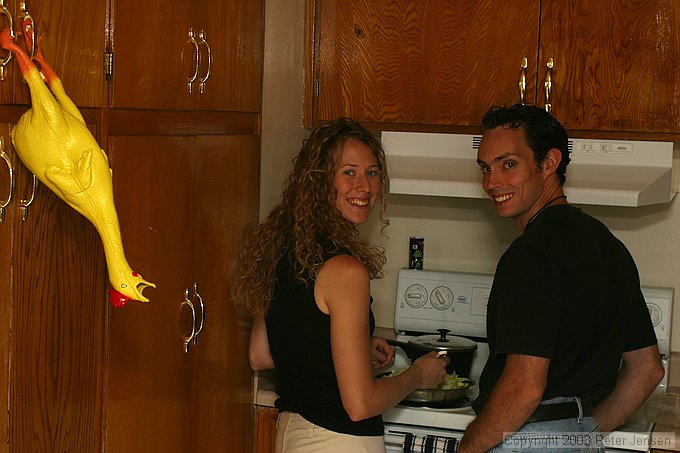 chicken, Lauri and Nate