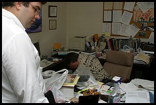 Tim while Dr. Steffes hunts under his desk