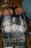 Kim and Charles with Charles' provably optimal dish placement in the Hinckley's dish washer