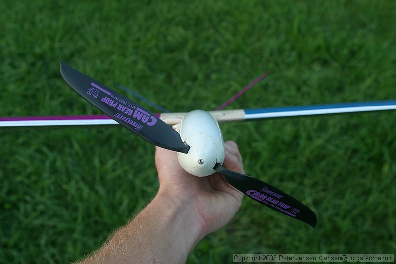 the business end of my Graupner Cumulus 2000 electric sailplane\nmotor is a geared 480 with a CAM 11x8 folder