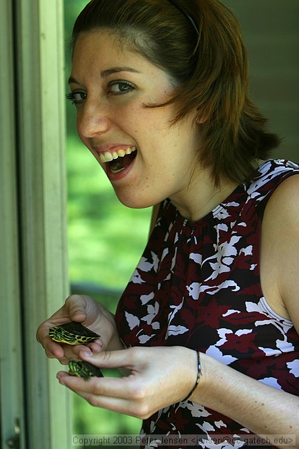 Anna and two of her smaller turtles