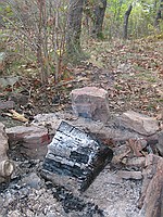 still red-hot campfire left by the people that used this campsite (not the ORGT folks, though they have a funny story about running into these people)