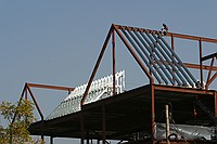 neat triangles on the building that's going up right next door to my lab. Shot from right next to Rocky Mountain Pizza.