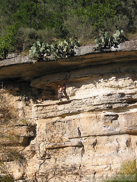 a climber on what I think is Hoovering or Hoover Head (5.9)