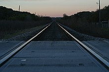 looking north along the railroad