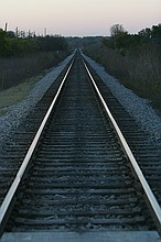 looking north along the railroad