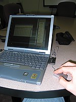 my laptop with Gillian's diminutive mouse