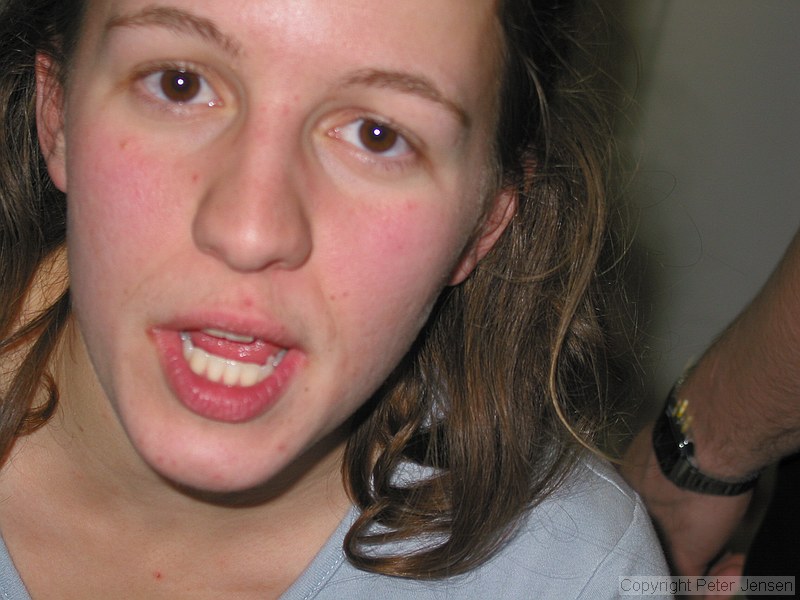 Kim, emoting "face squished against a glass door"