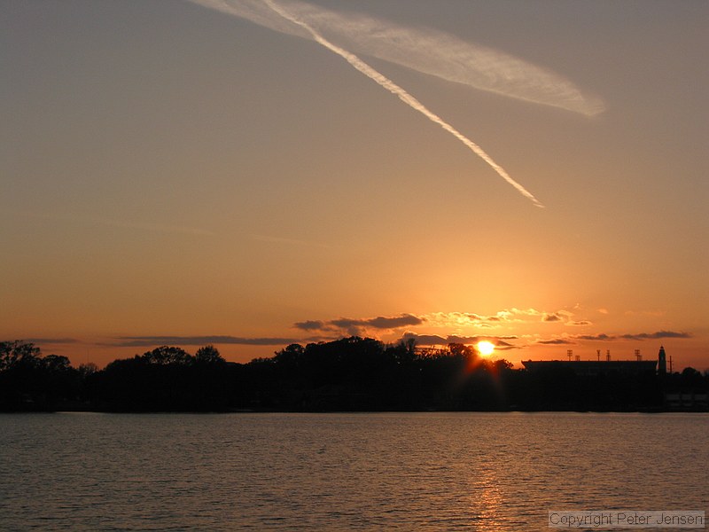 sunset with the LSU campus in the background