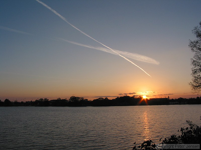 sunset with the LSU campus in the background