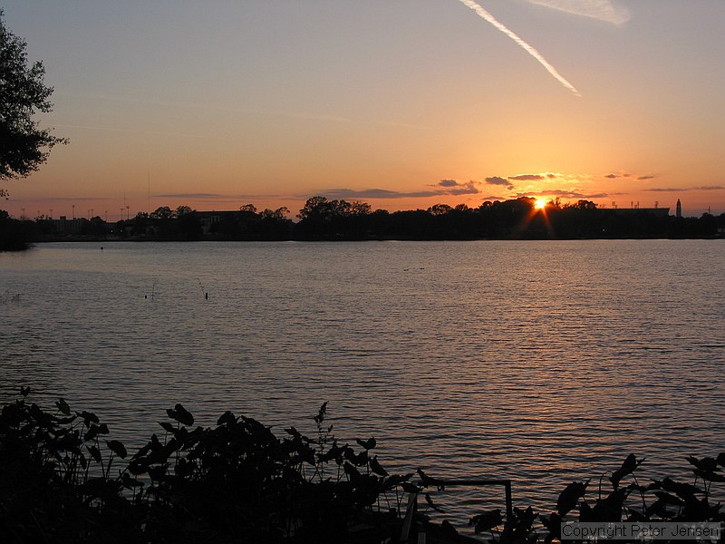 sunset with the LSU campus in the background