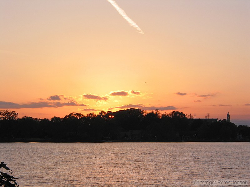 sunset with the LSU campus in the background