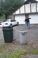 Peter demonstrating lawn bowling at 911 Jeff Davis