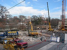 north stands hole at Bobby Dodd (with Technology Square area in the background)