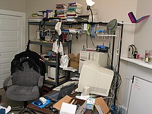 desk and books