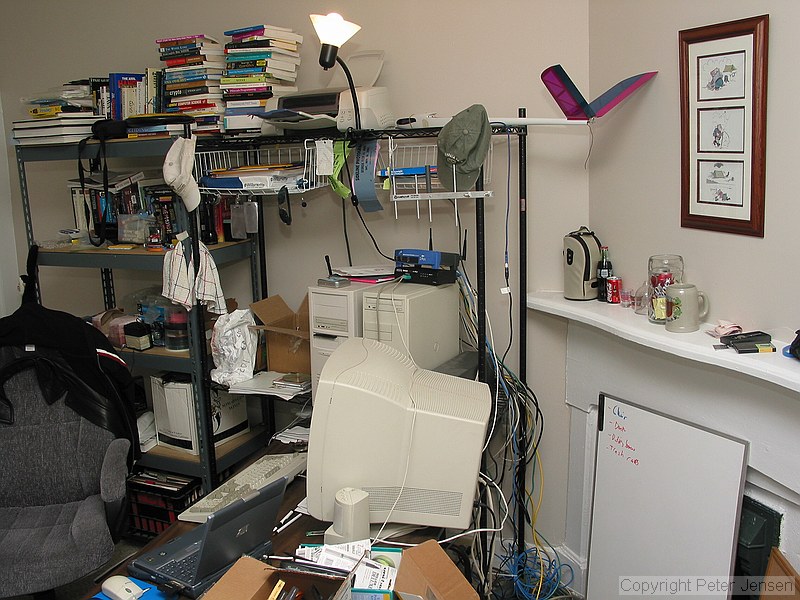 desk and books