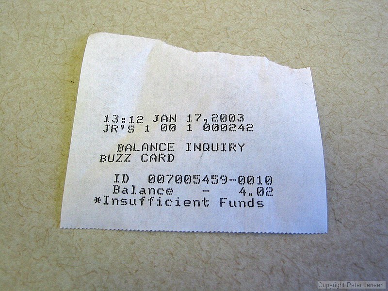I've managed to keep a -4.02 balance on my buzz card for several years now, and I intend to graduate twice as such.