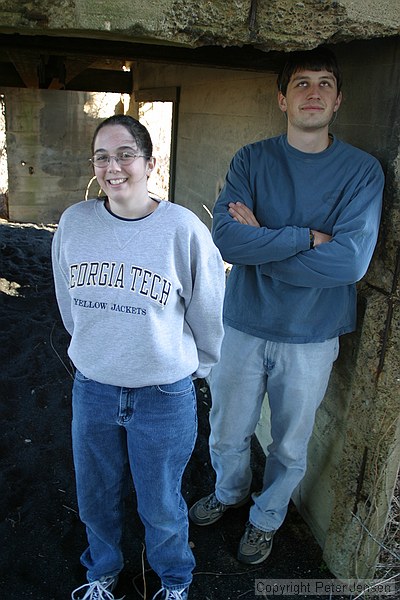 Meg and Charles in a pile of coal