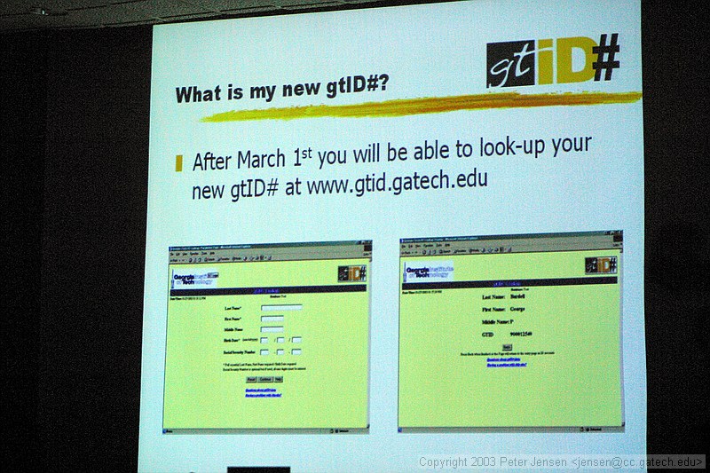 slides from Mr. Pete's GTID# presentation. See www.gtid.gatech.edu for updated info.