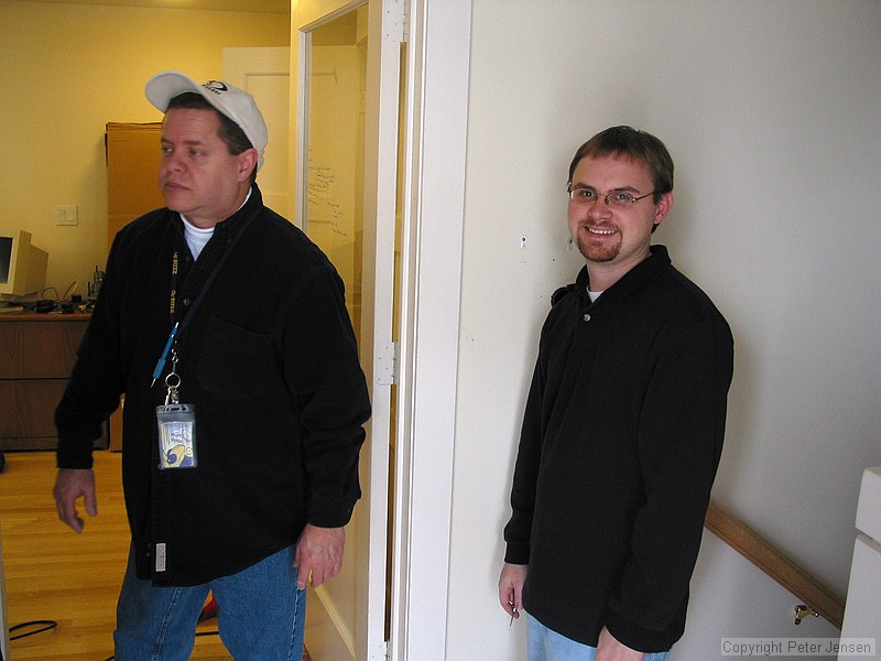 Rod and Thomas, contemplating the installation of a flat panel monitor on the wall of the Aware Home