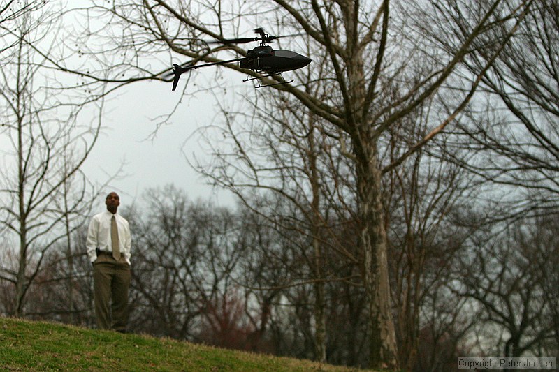 Kip flying with interested onlookers