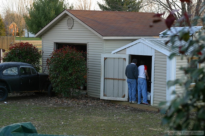 inspecting the shed