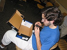 Andrew making part of his pinhole camera