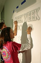 Greek Week publicity committee people making an advertisement (Technique people ask me; I have names and caption)